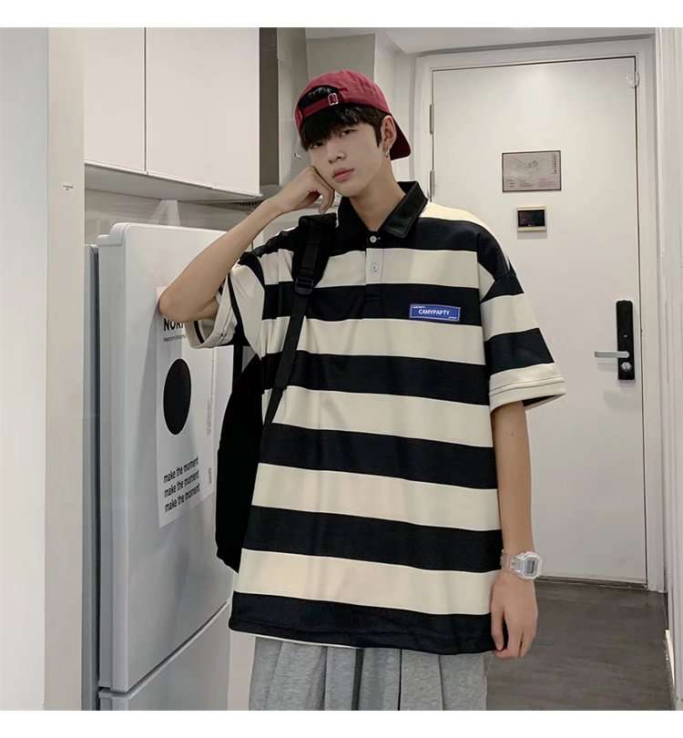 オーバーサイズ ボーダー ポロシャツ ボーダー服