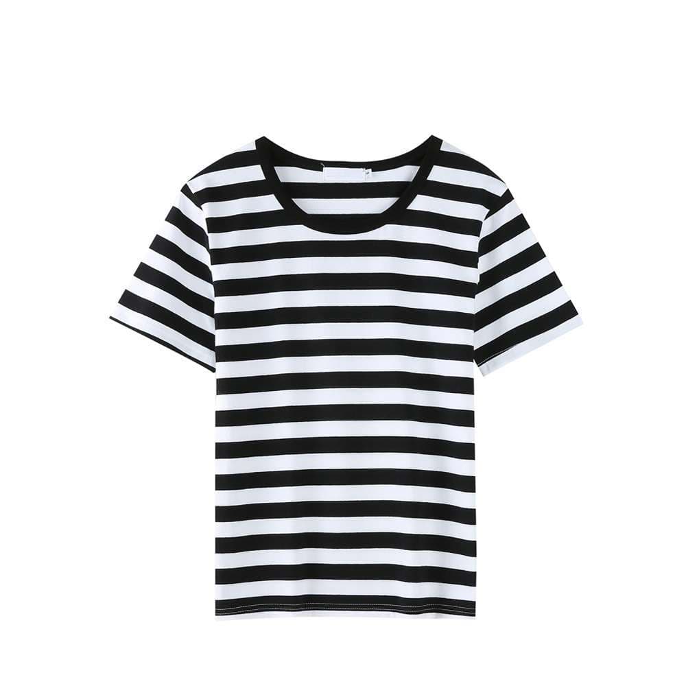シンプルボーダーデザイン半袖Tシャツ ボーダー服