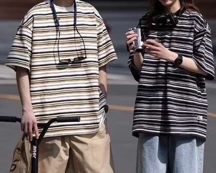 ゆるふわボーダーカジュアル半袖シャツ ボーダー服