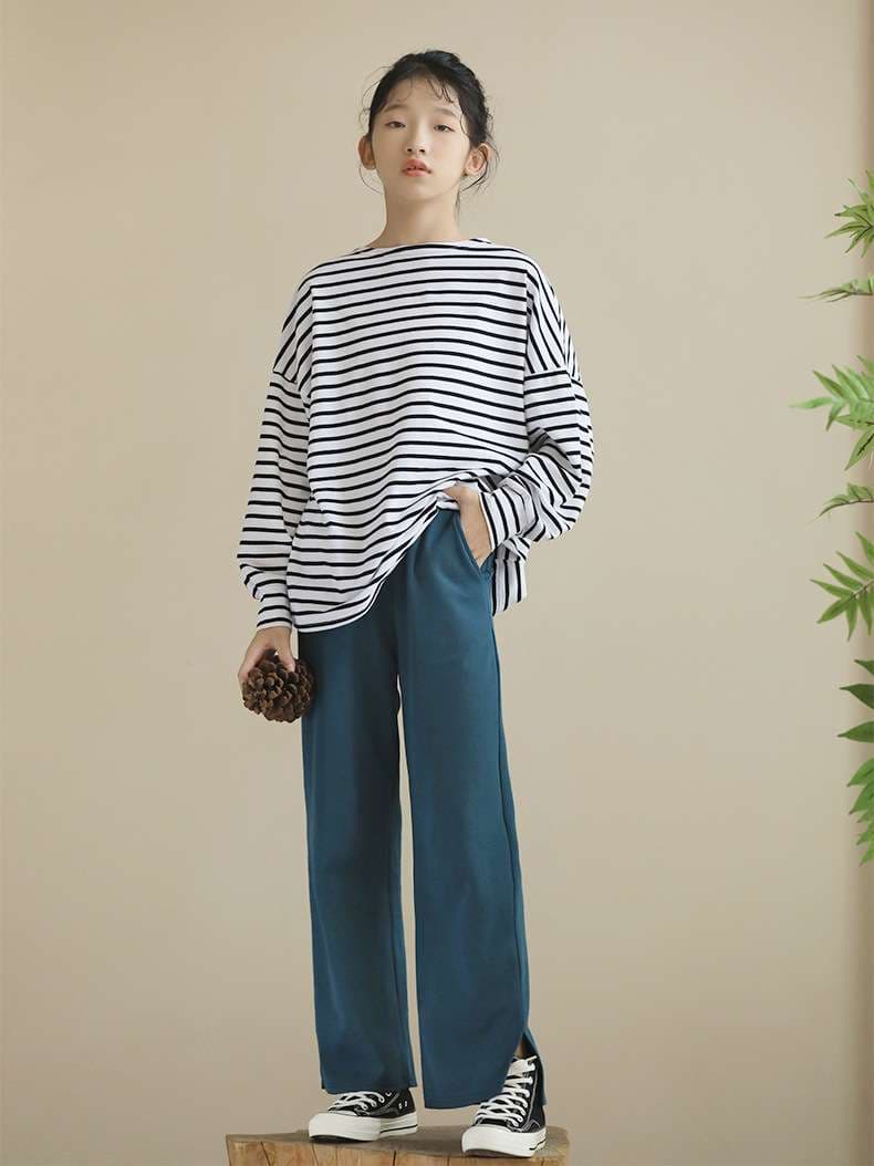 ゆったりボーダーカットソー ボーダー服