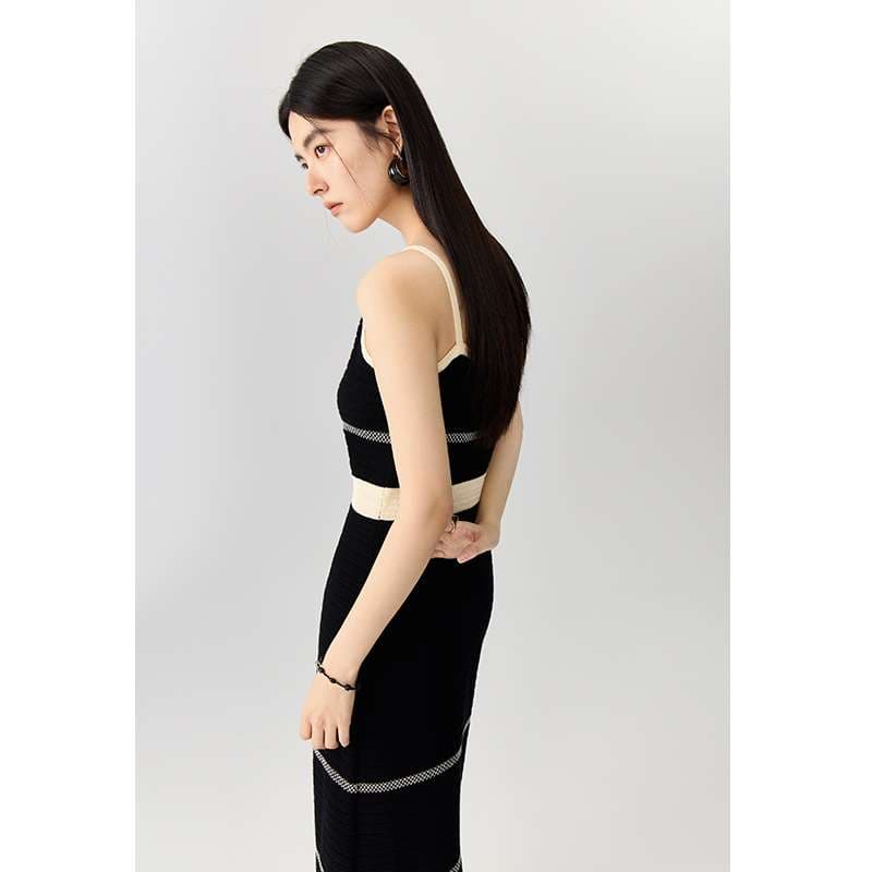 ボーダー柄ニットキャミソールワンピース ボーダー服