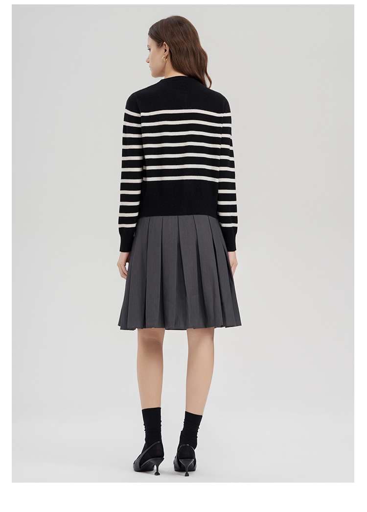 上品ボーダー柄ウール混カーディガン ボーダー服