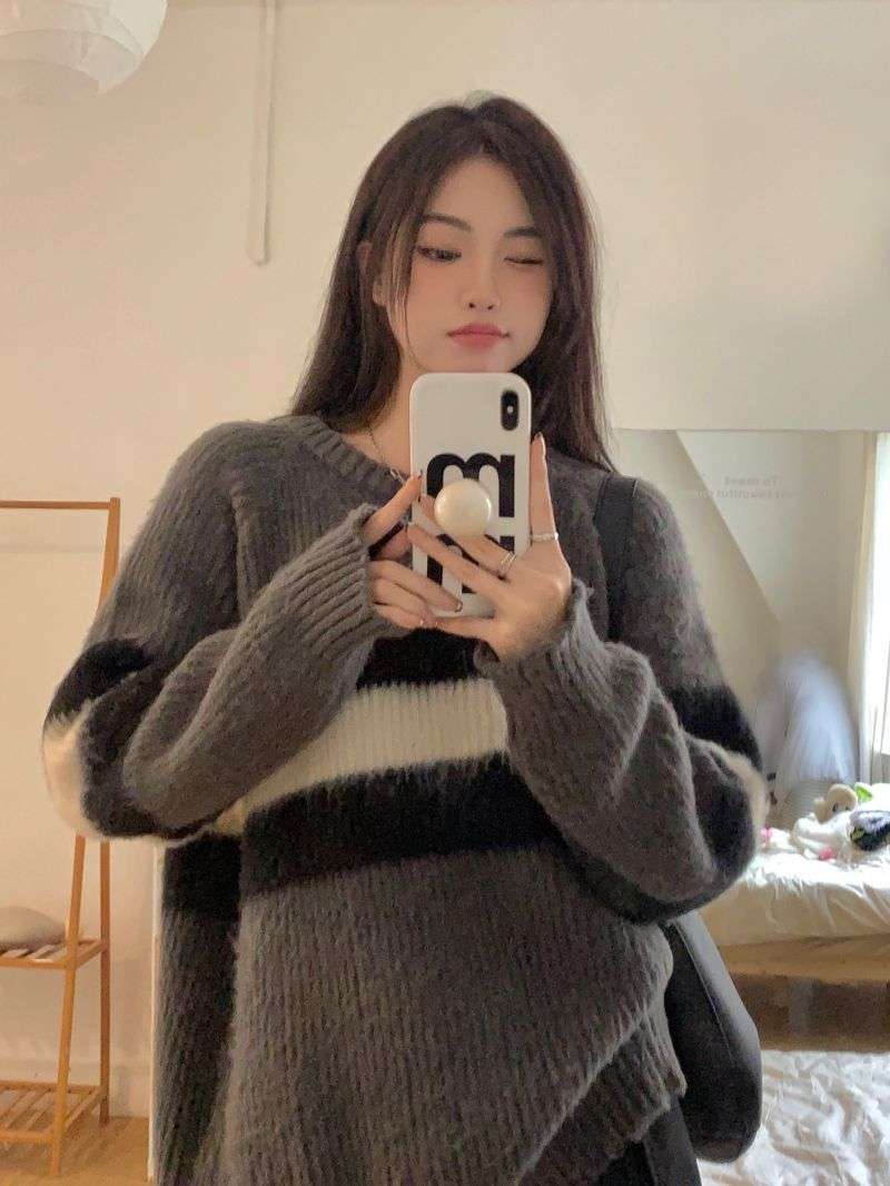 ゆったりボーダーニット ボーダー服