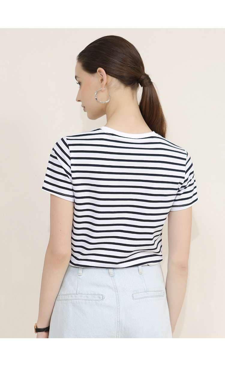 クラシックボーダーデザイン半袖Tシャツ ボーダー服