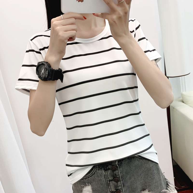 シンプルボーダー半袖カットソー ボーダー服