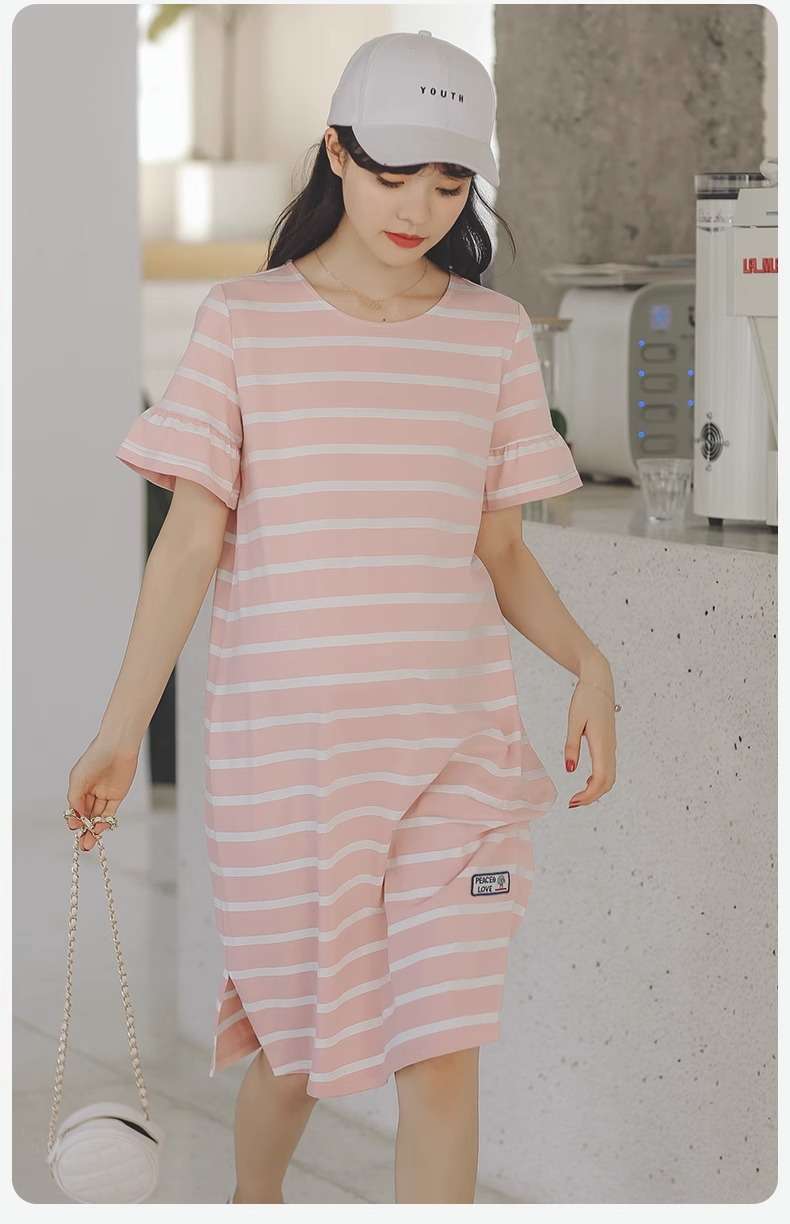 ゆったりシルエットボーダーワンピース ボーダー服