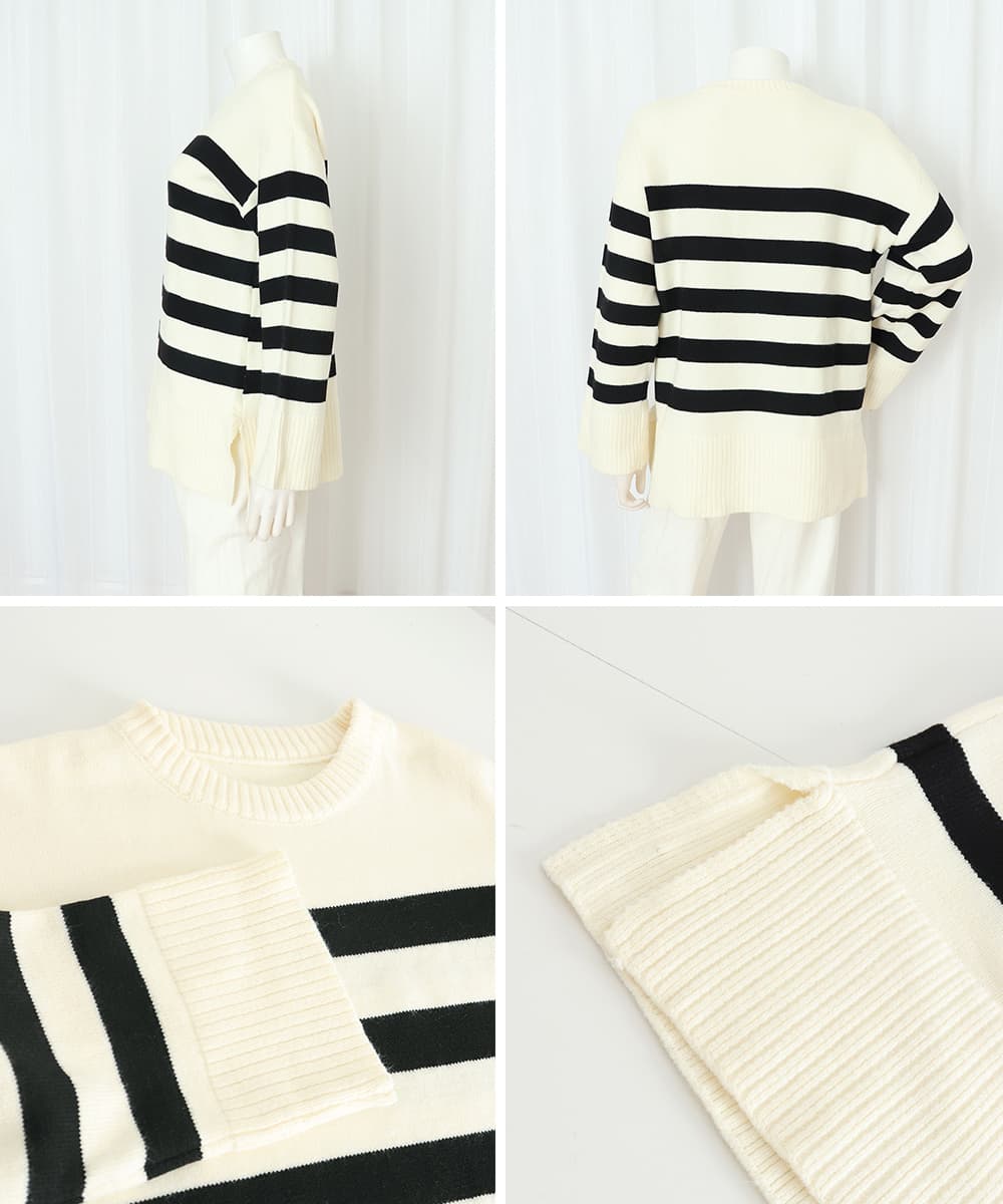 ボーダー服 ボーダーニット レディース 長袖 ゆったり
