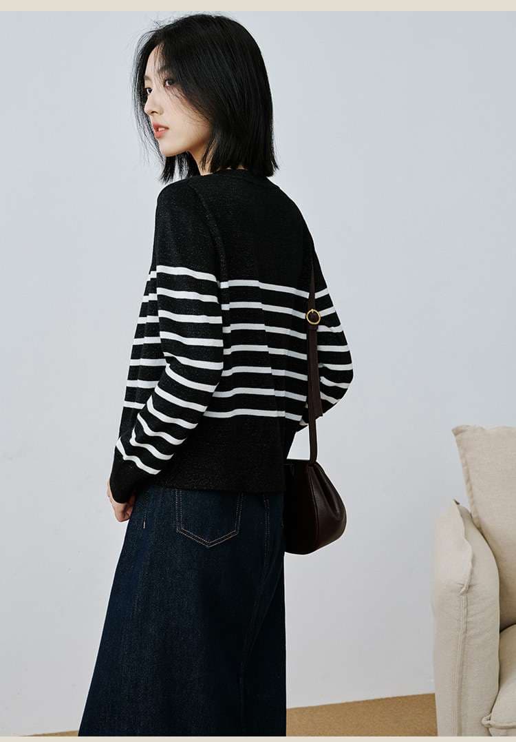 シンプルボーダー柄カーディガン ボーダー服
