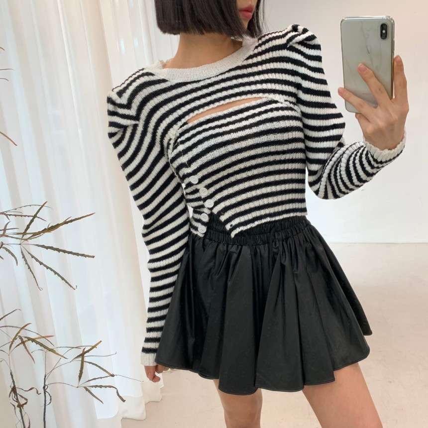 個性的切り替えデザインボーダーニット ボーダー服