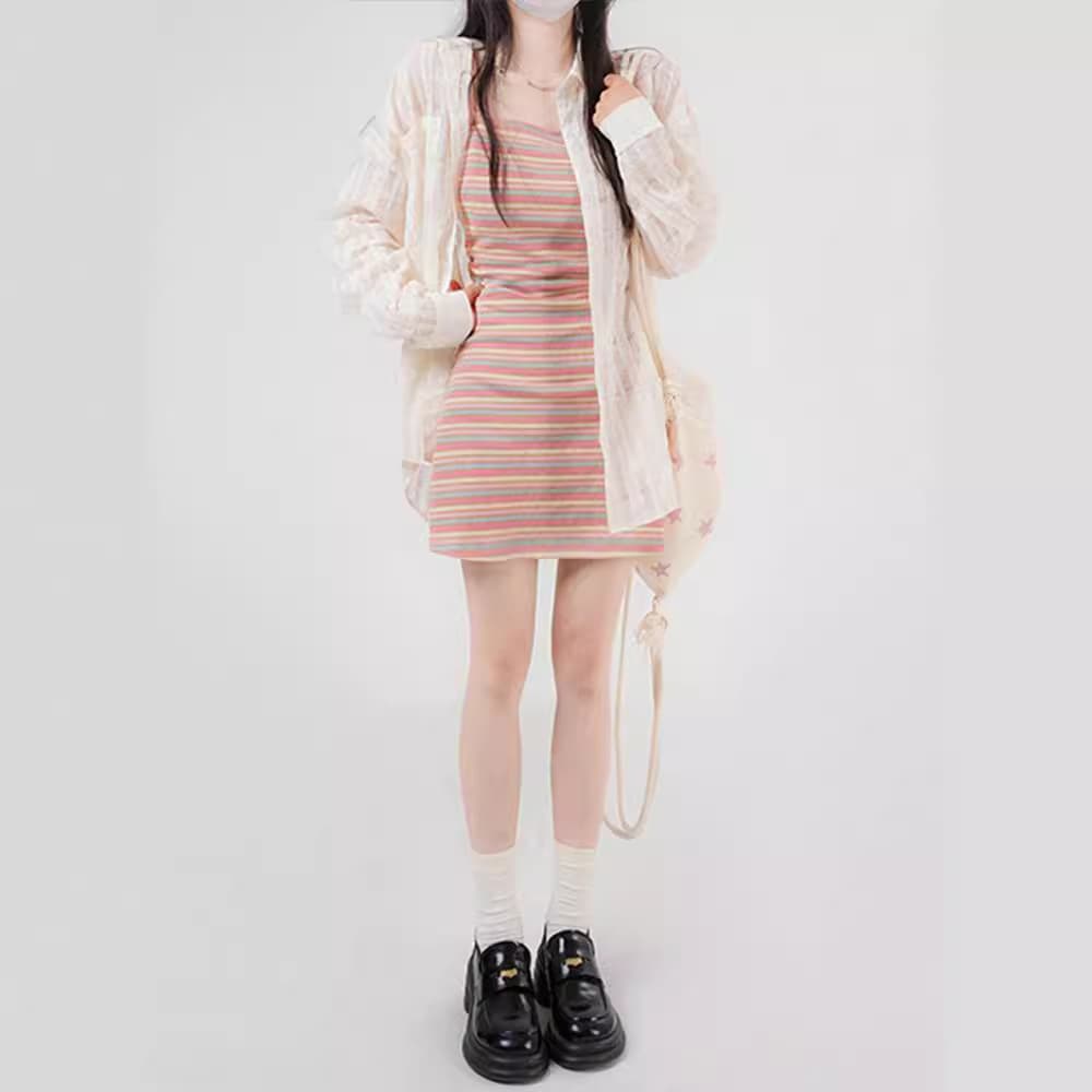 ボーダー服 優しい印象のボーダーワンピース