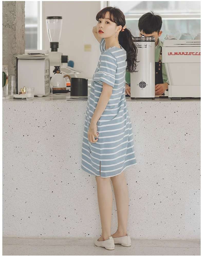 ゆったりシルエットボーダーワンピース ボーダー服