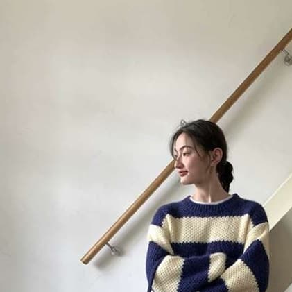 ボーダーニットの休日コーデ ボーダー服