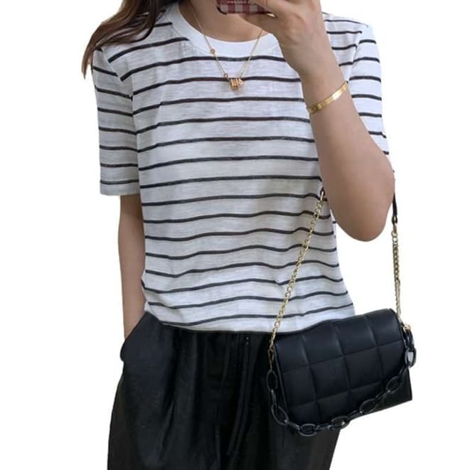 シンプルボーダー半袖Tシャツ ボーダー服