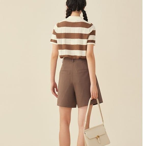 ボーダー服 ニュアンスボーダーポロニットセット