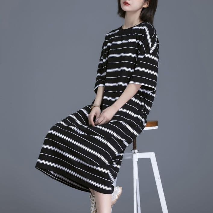 ボーダー服 ゆったりシルエット ボーダー ワンピース