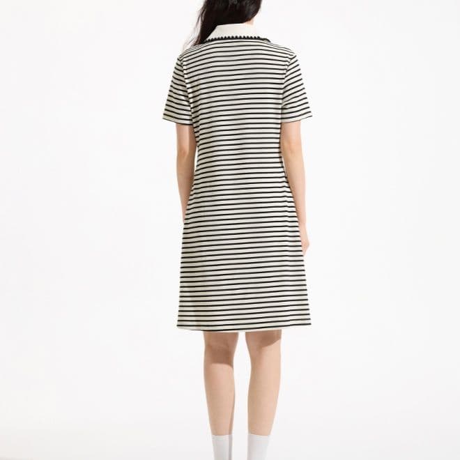 ボーダー服 ボーダー服 襟付きボーダーポロワンピース