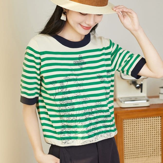 ボーダー服 ボーダー服 涼やか海風 ボーダー半袖ニット