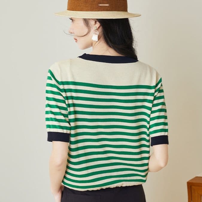 ボーダー服 ボーダー服 涼やか海風 ボーダー半袖ニット