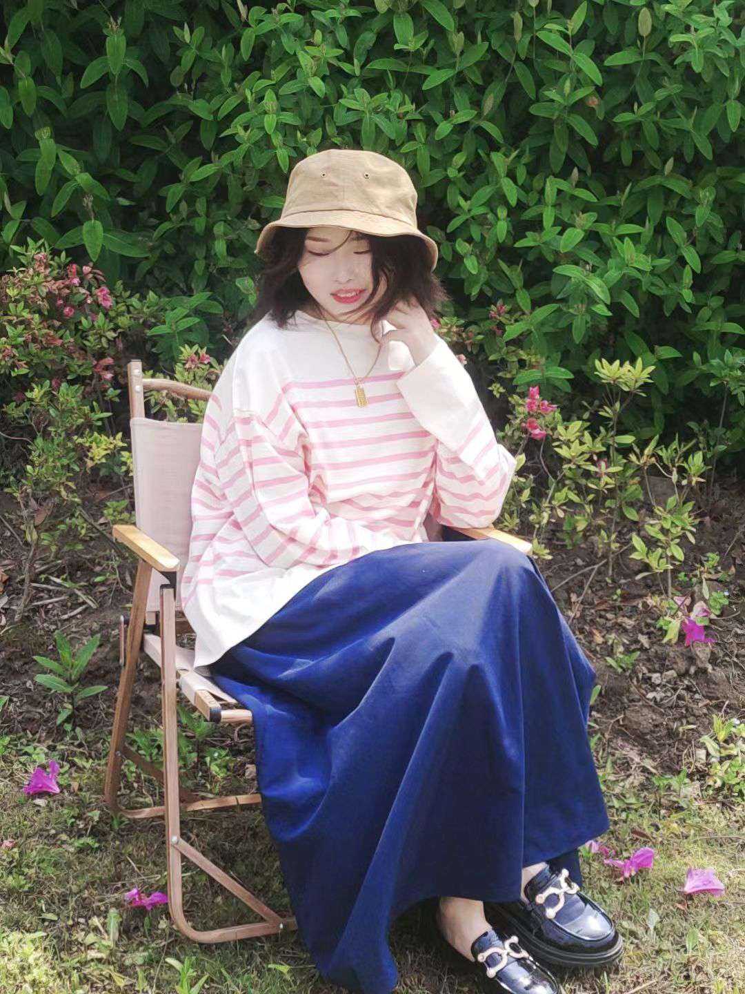ゆったりボーダーニットプルオーバー ボーダー服