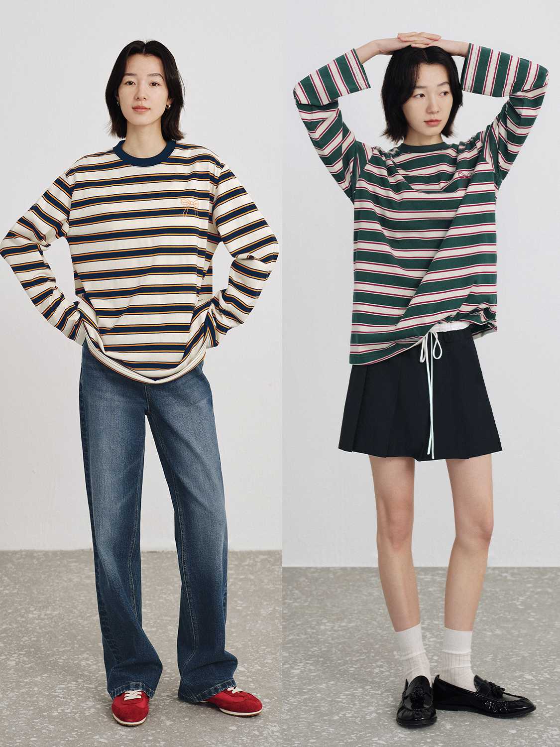 ボーダー服 のびのびボーダーロンティー
