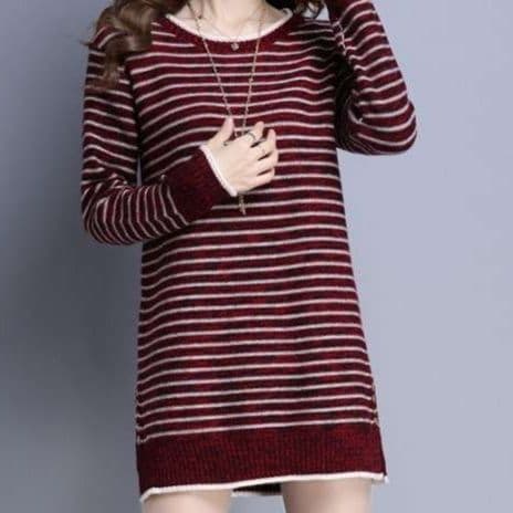 ストライプ柄ニットワンピース ボーダー服