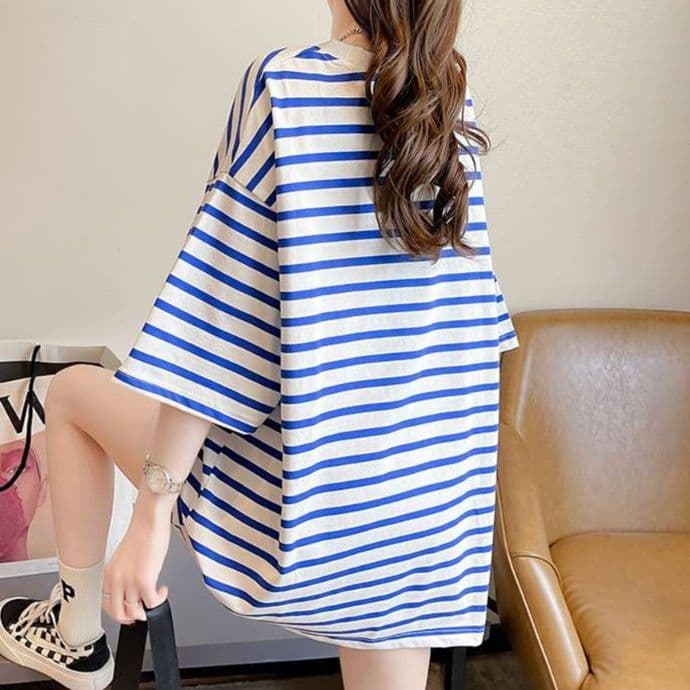 ゆったりカジュアル ボーダー半袖Tシャツ ボーダー服