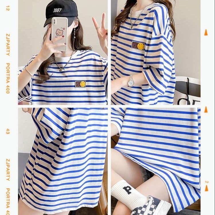 ゆったりカジュアル ボーダー半袖Tシャツ ボーダー服
