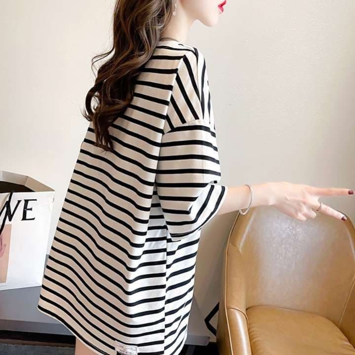 ゆったりカジュアル ボーダー半袖Tシャツ ボーダー服