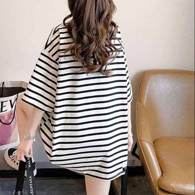 ゆったりカジュアル ボーダー半袖Tシャツ ボーダー服