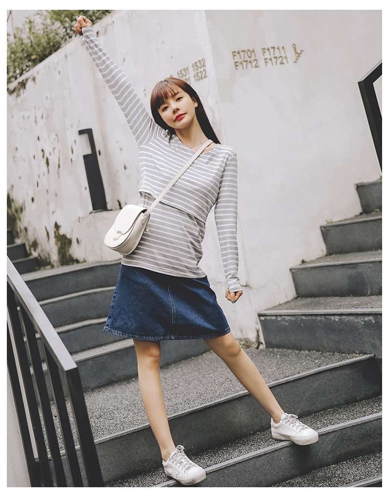 シンプル爽やか ゆるタイトボーダーTシャツ ボーダー服