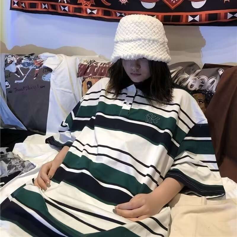 オーバーサイズボーダーラガーポロシャツ ボーダー服