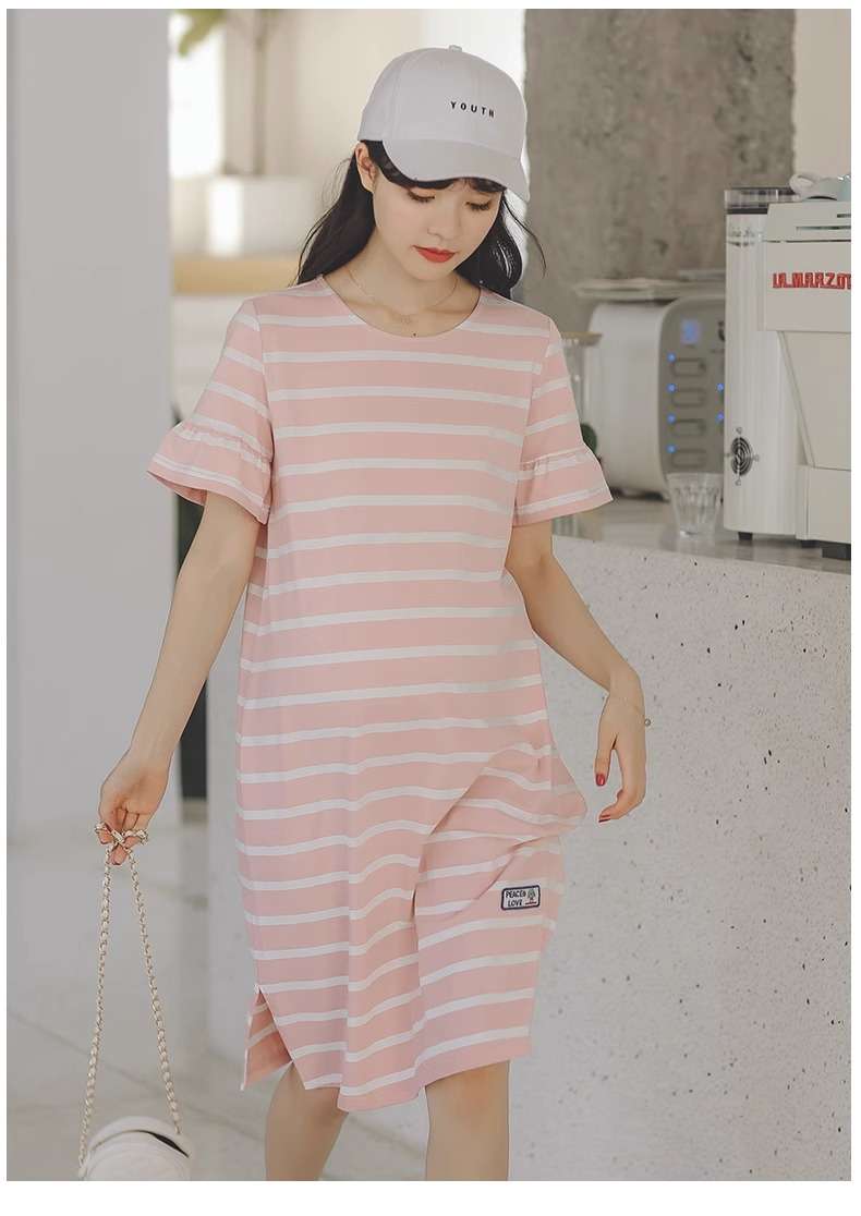 ゆったりシルエットボーダーワンピース ボーダー服