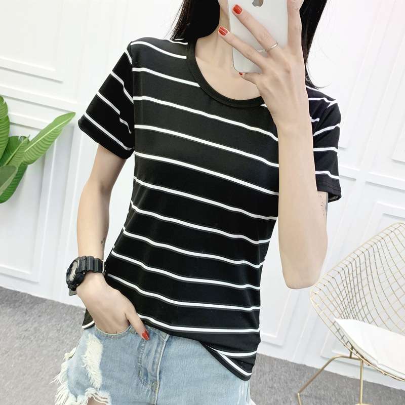 シンプルボーダー半袖カットソー ボーダー服