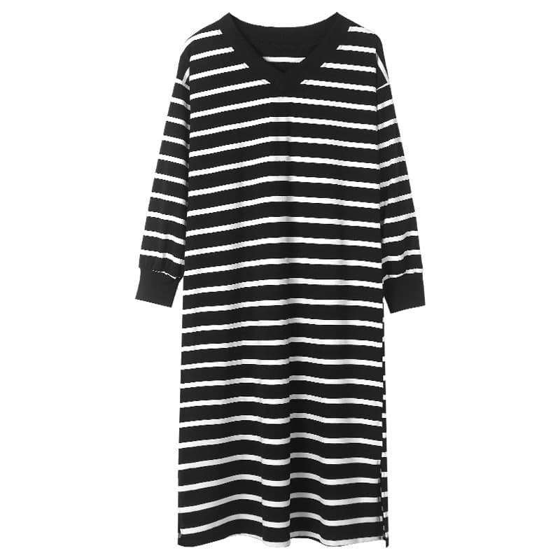 ゆったりボーダーロングワンピース ボーダー服