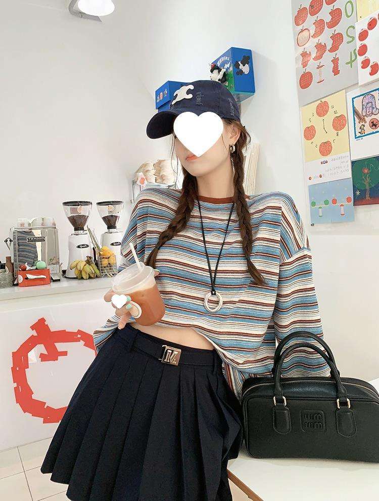 ゆったりシルエット ボーダーロンT ボーダー服