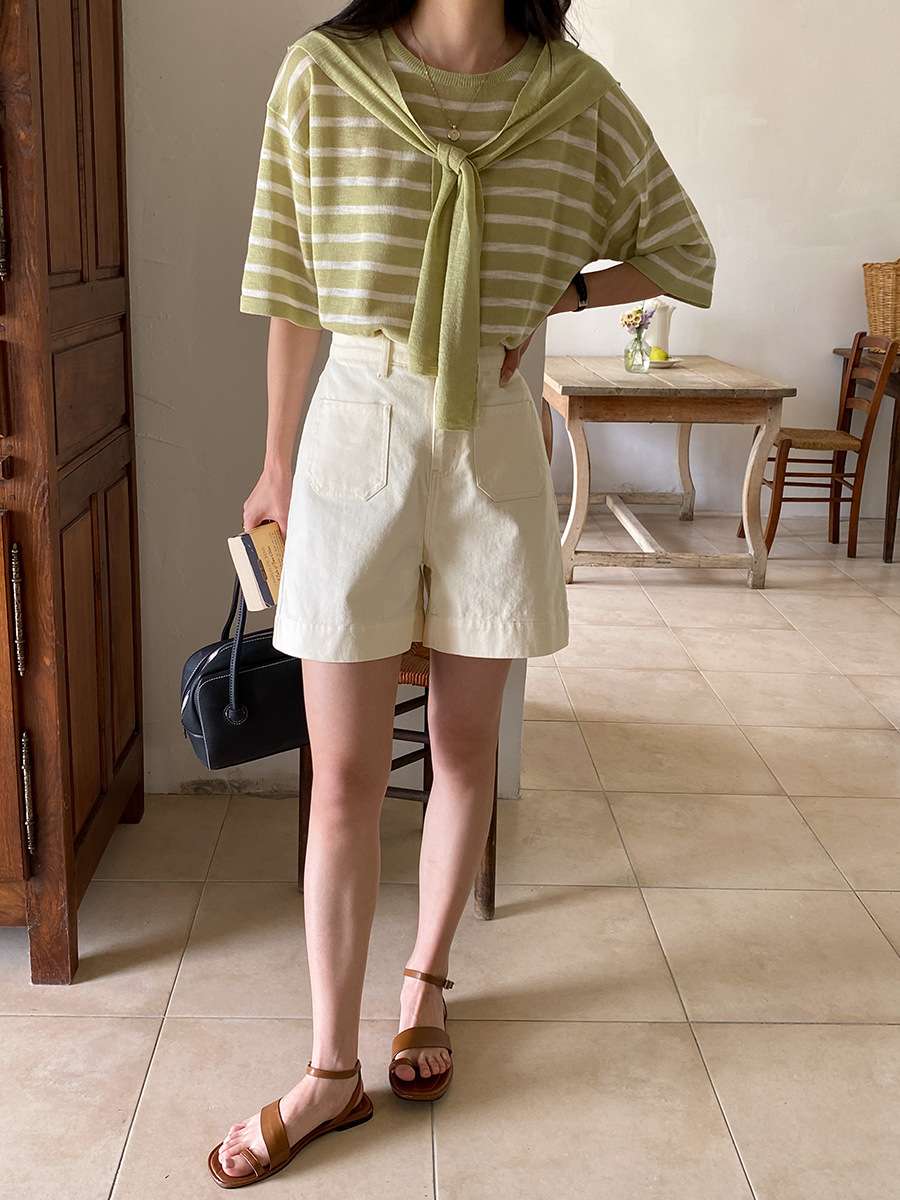 デザインリボン付きボーダーニット ボーダー服