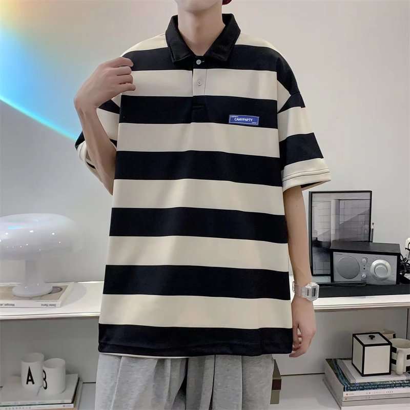 オーバーサイズ ボーダー ポロシャツ ボーダー服