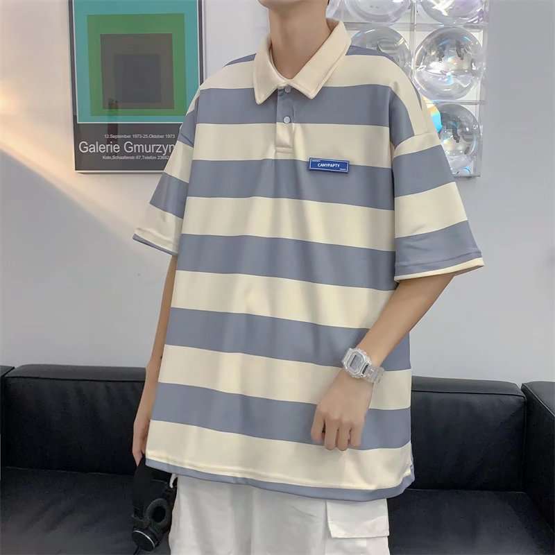 オーバーサイズ ボーダー ポロシャツ ボーダー服