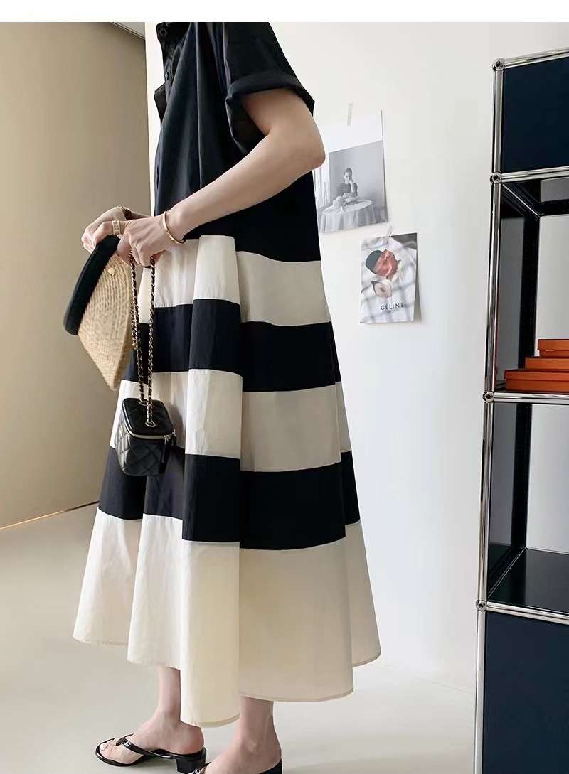 切り替えボーダーシャツワンピース ボーダー服
