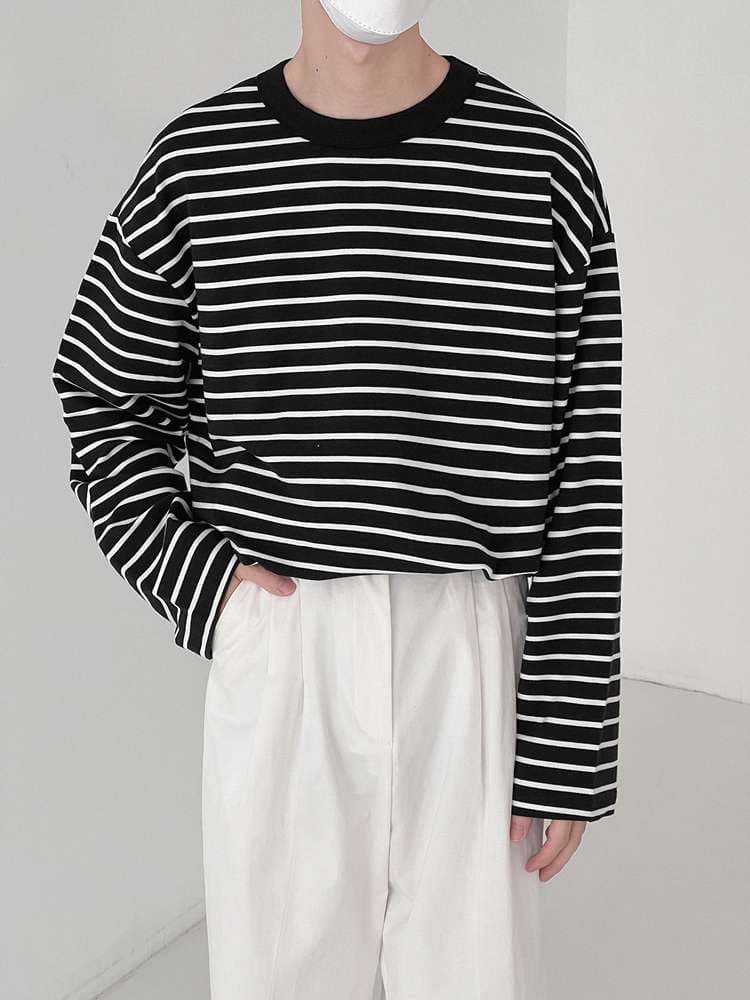 オーバーサイズ ボーダー ロングスリーブ トップス ボーダー服