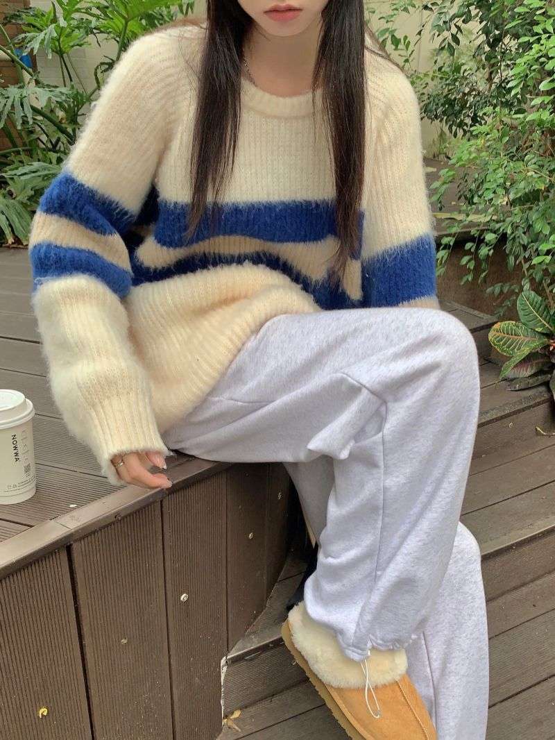 ゆったりボーダーニット ボーダー服