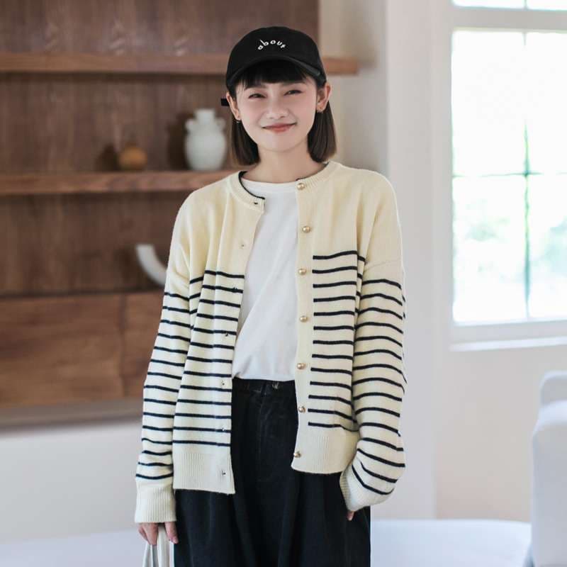 マリンテイスト ボーダー柄カーディガン ボーダー服