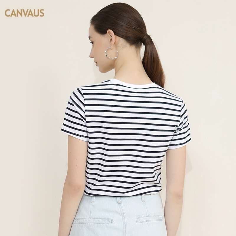 クラシックボーダーデザイン半袖Tシャツ ボーダー服