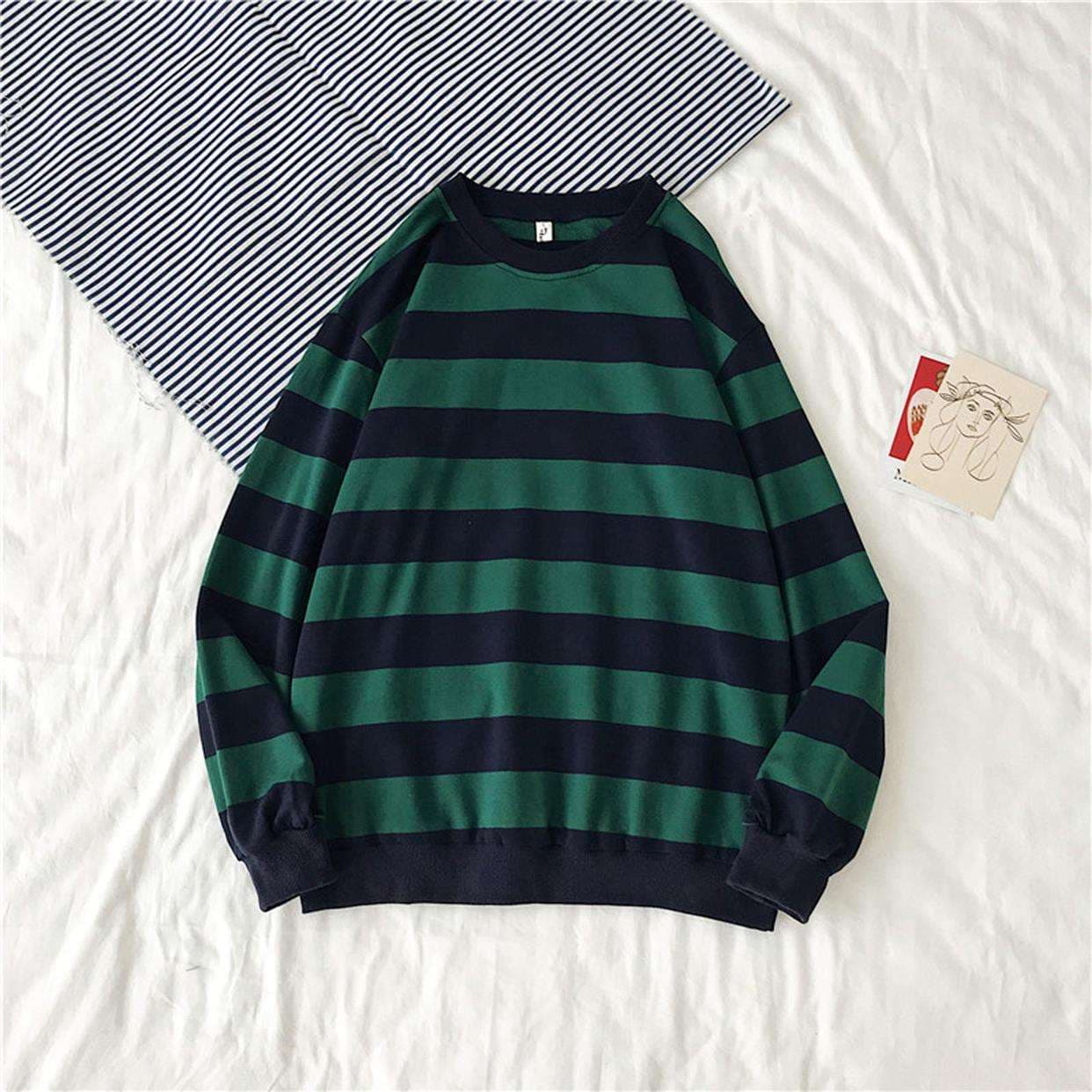 ゆったりカジュアルボーダーロングTシャツ ボーダー服