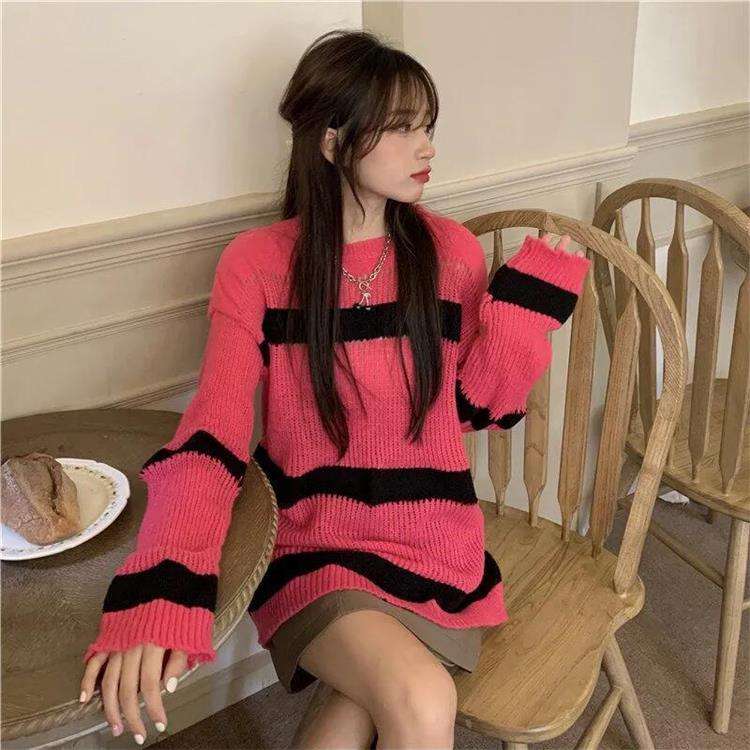 オフショルダーボーダーニットワンピース ボーダー服