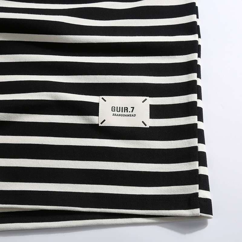 シンプルボーダー半袖カジュアルTシャツ ボーダー服