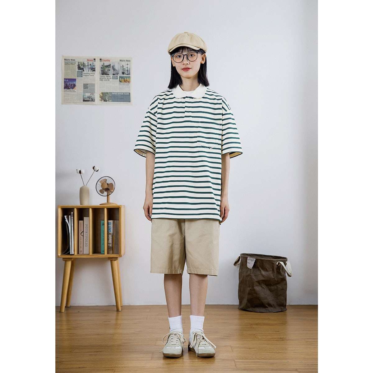 ゆったりシルエットボーダーポロシャツ ボーダー服