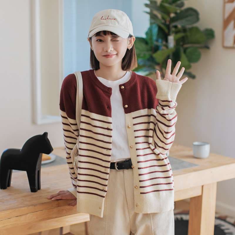 マリンテイスト ボーダー柄カーディガン ボーダー服