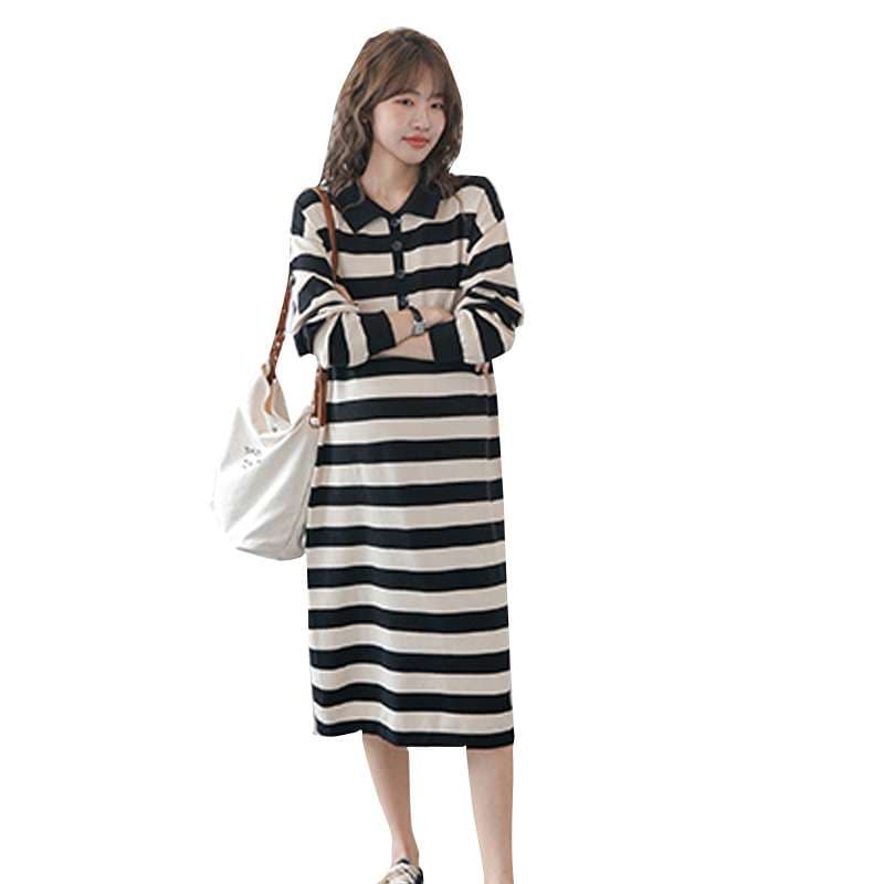 シンプルストライプポロワンピース ボーダー服