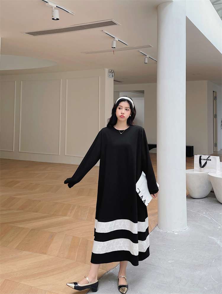 ゆったりボーダー切替ワンピース ボーダー服